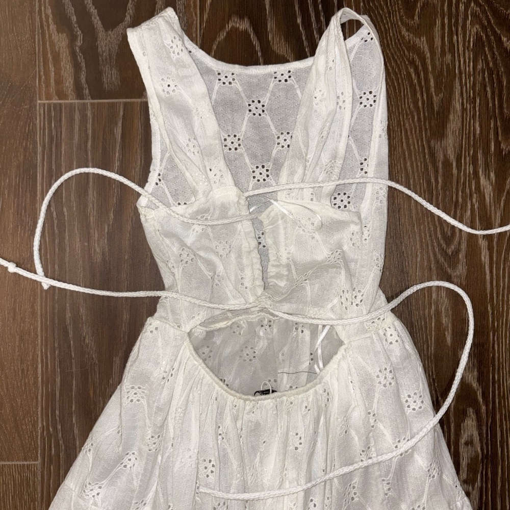 Zara White Eyelet Strap Dress